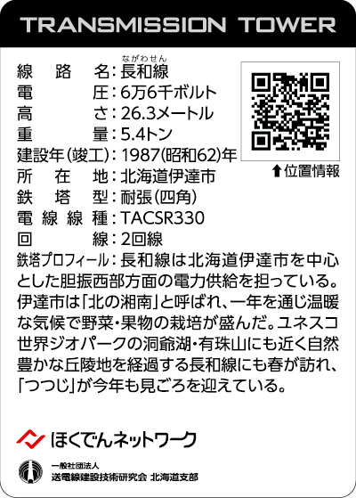 北海道鉄塔カード第2弾 '24「逢春」のカード「長和線No.9」(裏面)
