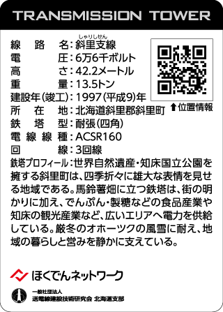 北海道鉄塔カード第4弾 ’26「夏宵」のカード「斜里支線No.25」(裏面)