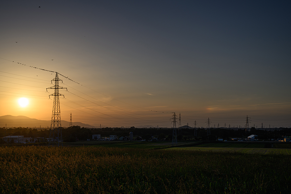 夏にそびえる北海道の鉄塔 100基　鉄塔写真