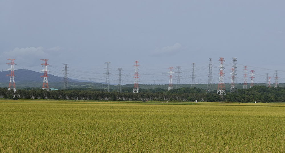 夏にそびえる北海道の鉄塔 100基　鉄塔写真